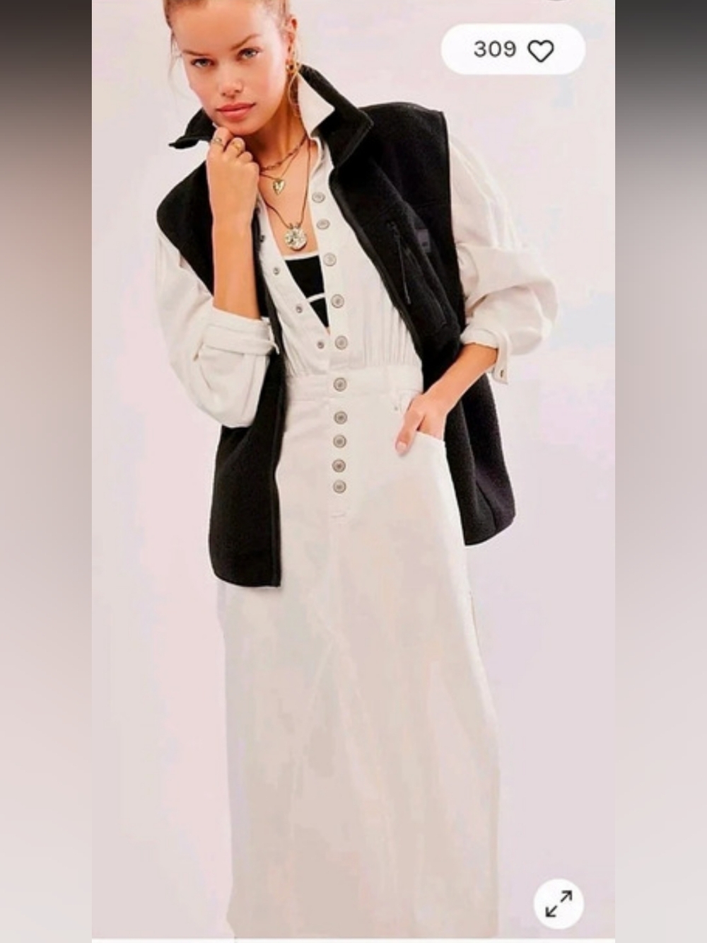 Free People Mad Love Denim Midi Dress - Picture 2 of 6